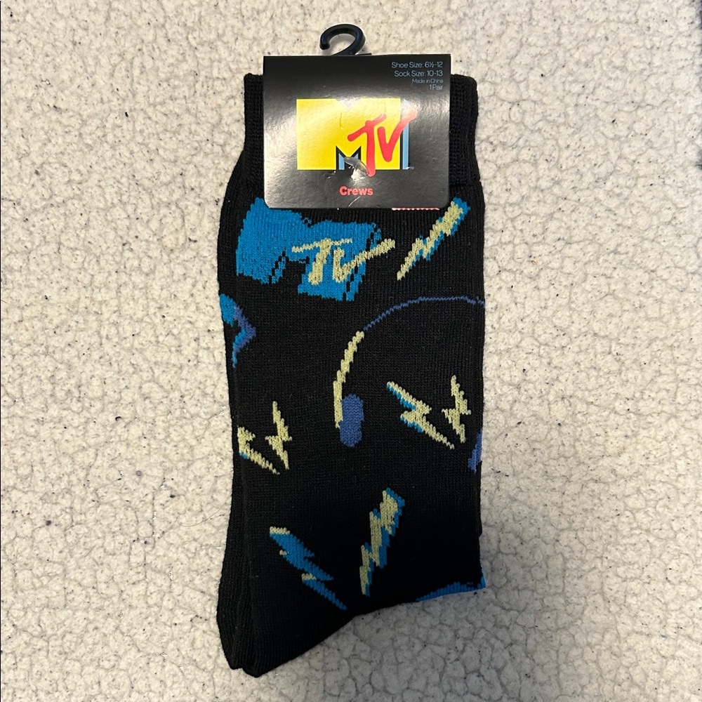MTV Novelty Black and Blue Lightning Socks
